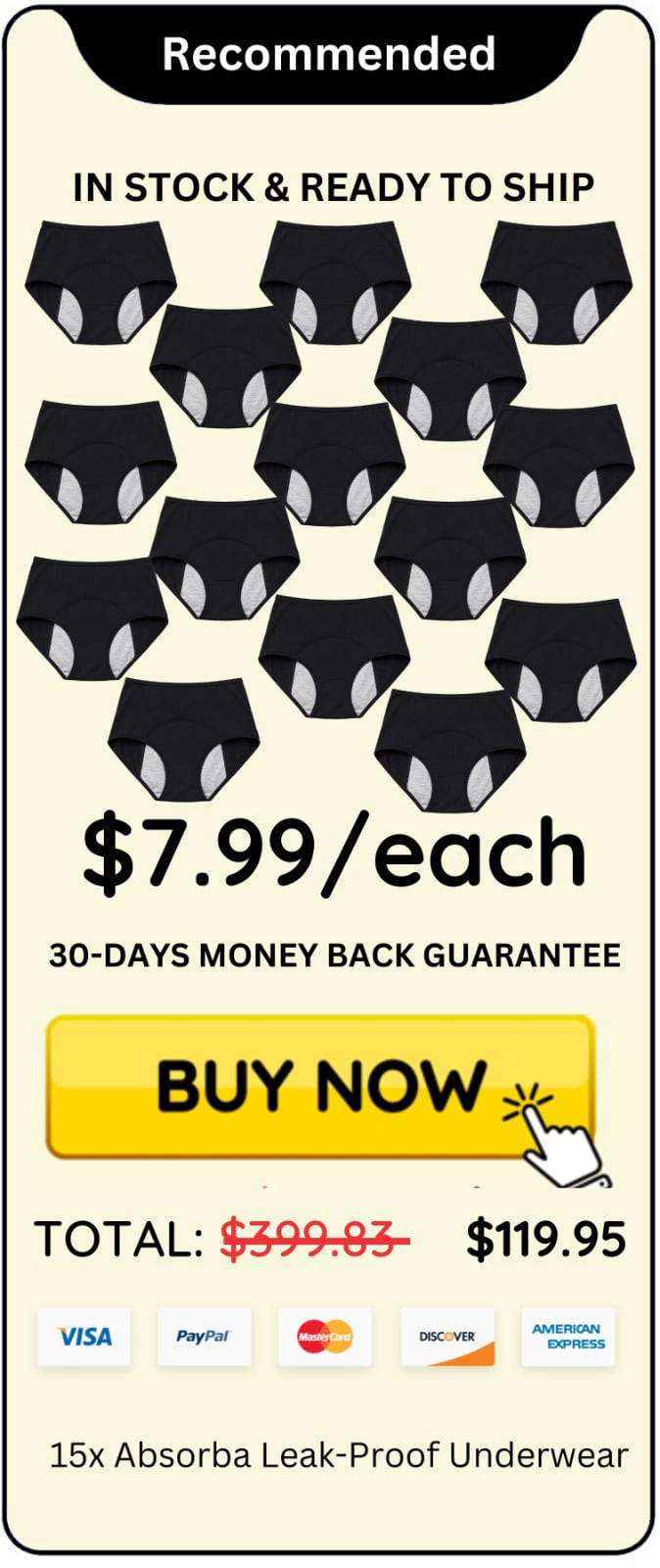 Absorba Leak Protective Underwear offer package price 
